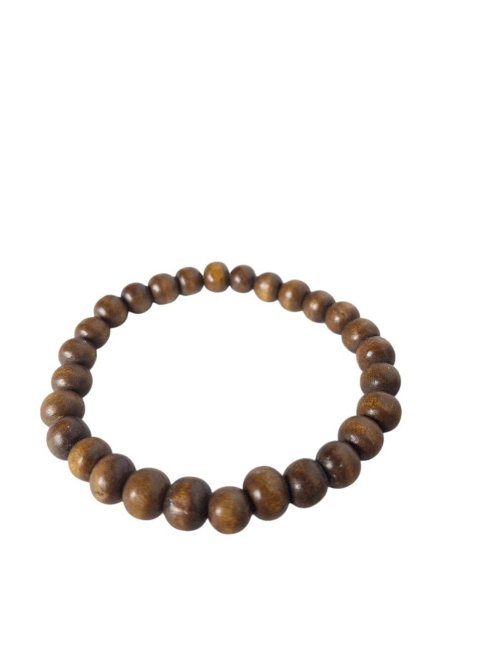 Vintage Wood Bead Bracelet Dark Brown Wooden Beads Elastic Stretchy